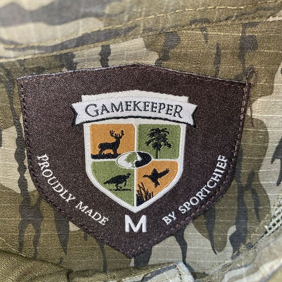 Gamekeeper Men M Army Green Short Sleeve Button-Up Shirt Ripstop Camo Highlights - Picture 5 of 9